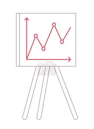 Illustration for Presentation whiteboard with graphs charts 2D cartoon object. Company profit report infographics isolated vector item white background. Standing white board in office color flat spot illustration - Royalty Free Image