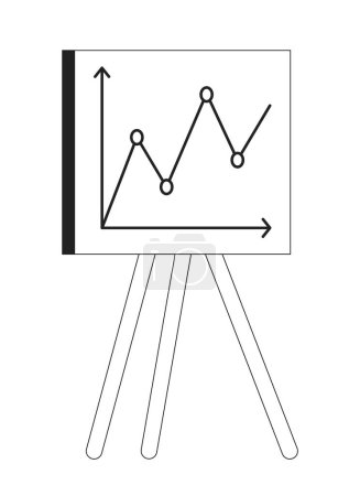 Ilustración de Presentación pizarra blanca con gráficos gráficos en blanco y negro objeto de dibujos animados 2D. Informe de beneficios de la empresa elemento contorno vectorial aislado. Tablero blanco de pie en oficina ilustración plana monocromática - Imagen libre de derechos