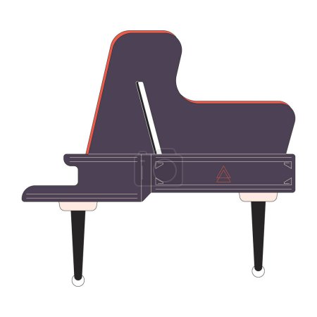 Illustration for Concerto grand piano 2D linear cartoon object. Fortepiano musical instrument isolated line vector element white background. Orchestra philharmonic. Pianist pianoforte color flat spot illustration - Royalty Free Image