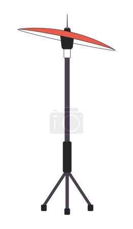 Illustration for Ride cymbal with stand 2D linear cartoon object. Musical percussion instrument isolated line vector element white background. Maintaining beat. Part of drum set color flat spot illustration - Royalty Free Image