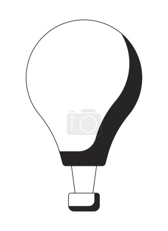 Illustration for Floating hot air balloon black and white 2D line cartoon object. Airship transportation isolated vector outline item. Entertainment. Aerial flight. Inflate sky monochromatic flat spot illustration - Royalty Free Image