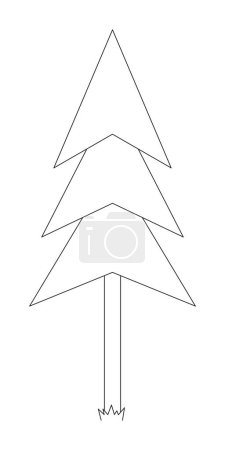 Illustration for Evergreen coniferous pine black and white 2D line cartoon object. Spruce tree isolated vector outline item. Woods nature. Woodland forest. Firtree conifer monochromatic flat spot illustration - Royalty Free Image