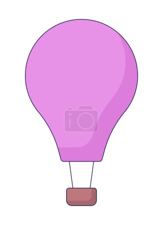 Illustration for Floating hot air balloon 2D linear cartoon object. Airship transportation isolated line vector element white background. Entertainment. Aerial flight. Inflate sky color flat spot illustration - Royalty Free Image