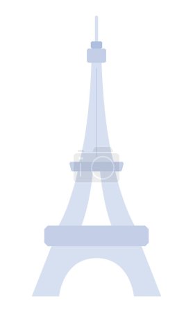 Illustration for Paris Eiffel tower silhouette 2D cartoon object. Famous landmark. Tourist attraction France isolated vector item white background. Iron monument. Europe travel destination color flat spot illustration - Royalty Free Image