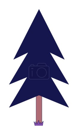 Illustration for Conifer fir tree 2D linear cartoon object. Evergreen pine tree isolated line vector element white background. Woods forest pinetree. Vegetation. Woodland spruce color flat spot illustration - Royalty Free Image