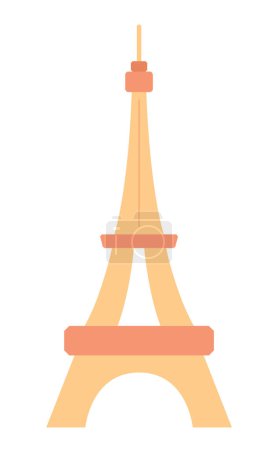 Téléchargez les illustrations : Tour Eiffel Paris silhouette noir et blanc objet dessin animé 2D. Point de repère célèbre. Attraction touristique France isolé vecteur contour article. Illustration monochromatique de la destination voyage Europe - en licence libre de droit