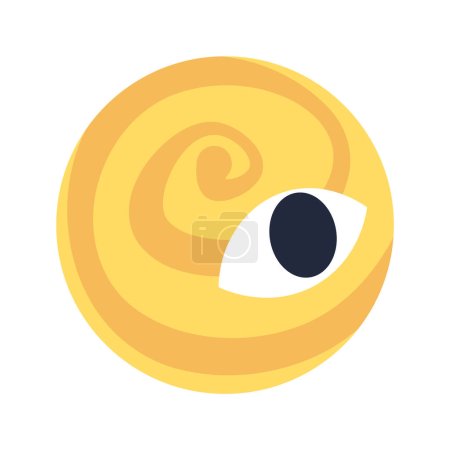 Illustration for Curious eyeball planet with spiral 2D cartoon conceptual object. Sand whirl round alien creature isolated vector item white background. Whirlpool eye sphere color flat spot illustration concept - Royalty Free Image