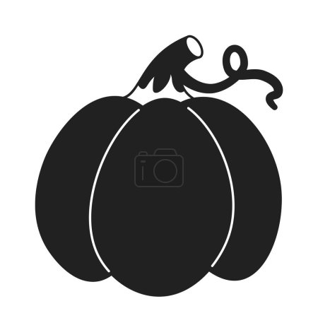 Illustration for Halloween pumpkin black and white 2D cartoon object. October vegetable isolated vector outline item. Autumn season. Farmland vegetation. Countryside ripe veggie monochromatic flat spot illustration - Royalty Free Image