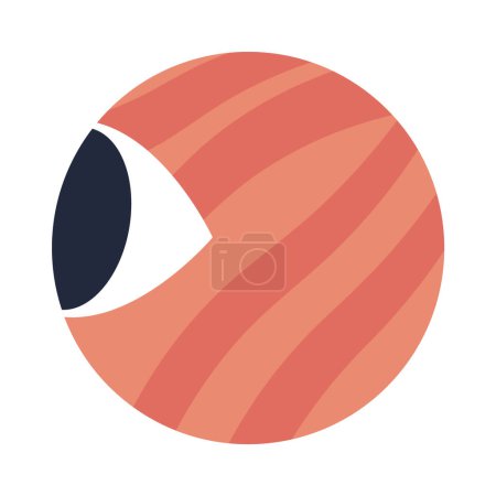 Illustration for Striped alien planet looking sideways 2D cartoon conceptual object. Side eye mars planetary sphere isolated vector item white background. Eyeball exoplanet color flat spot illustration concept - Royalty Free Image
