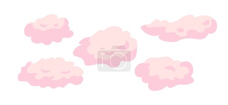 Illustration for Cotton candy like fluffy clouds 2D cartoon object. Puffy cloudscape isolated vector item white background. Joy enjoy. Magic atmosphere. Dream dreamy weather forecast color flat spot illustration - Royalty Free Image