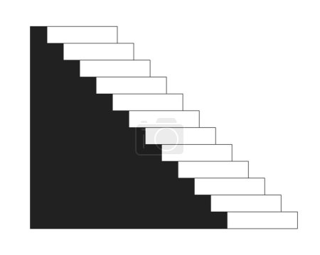 Subir ascendente objeto de dibujos animados 2D en blanco y negro. Escalera aislada vector contorno elemento. Construcción. Nueva entrada de perspectiva. Logro de escalada. Ilustración plana monocromática de arriba abajo