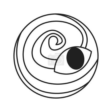 Illustration for Curious eyeball planet with spiral black and white 2D cartoon conceptual object. Sand whirl alien isolated vector outline item. Whirlpool eye sphere monochromatic flat spot illustration concept - Royalty Free Image
