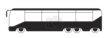 Illustration for City bus public transport black and white 2D line cartoon object. Tour bus for tourists sightseeing isolated vector outline item. Intercity auto transportation monochromatic flat spot illustration - Royalty Free Image