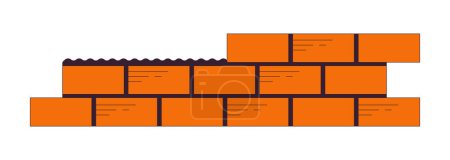 Illustration for Unfinished bricks wall 2D linear cartoon object. Masonry wall construction isolated line vector item white background. Reconstruction building. New homebuilding site color flat spot illustration - Royalty Free Image
