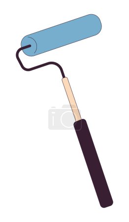 Illustration for Restoration paint roller 2D linear cartoon object. Home decorator tool isolated line vector item white background. Reconstruction building. Residential construction site color flat spot illustration - Royalty Free Image