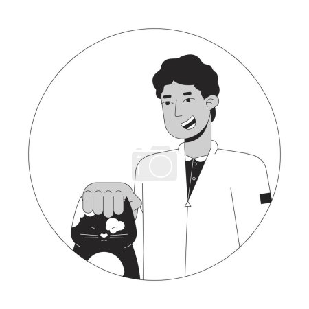 Ilustración de Medio oriente adolescente chico acariciando gato blanco y negro 2D vector avatar ilustración. Árabe joven arañando gatito doméstica contorno de dibujos animados carácter cara aislada. Mascota propietario plano usuario perfil imagen - Imagen libre de derechos