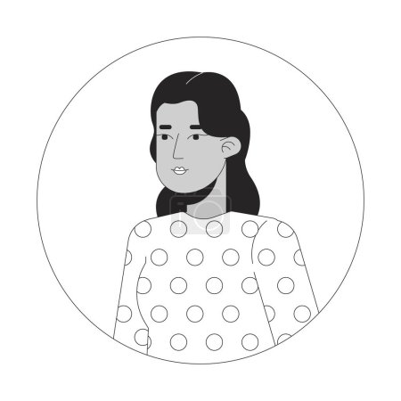 Illustration for Beautiful middle eastern adult woman posing black and white 2D vector avatar illustration. Female corporate worker casual outline cartoon character face isolated. Relaxed flat user profile image - Royalty Free Image