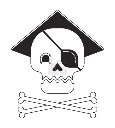 Ilustración de Piratería plana monocromo objeto vectorial aislado. Cráneo y huesos cruzados. Dibujo de arte en blanco y negro editable. Ilustración simple del punto del esquema para el diseño gráfico web - Imagen libre de derechos