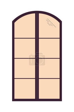 Illustration for 8 pane window frame 2D linear cartoon object. Contemporary structure isolated line vector item white background. Reconstruction building. Residential construction site color flat spot illustration - Royalty Free Image