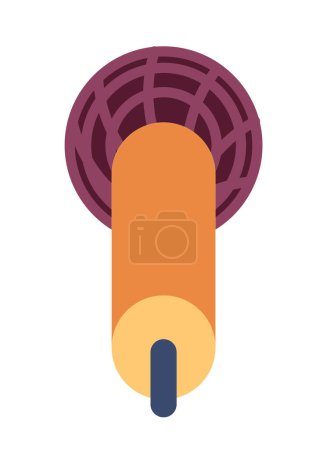 Illustration for Wireless microphone 2D cartoon object. Karaoke party isolated vector item white background. Live streaming. Recording studio. Breaking news. Commentator audio equipment color flat spot illustration - Royalty Free Image