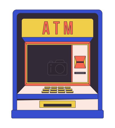 Illustration for Automated banking machine flat line color isolated vector object. Transaction. Financial operation. Editable clip art image on white background. Simple outline cartoon spot illustration for web design - Royalty Free Image