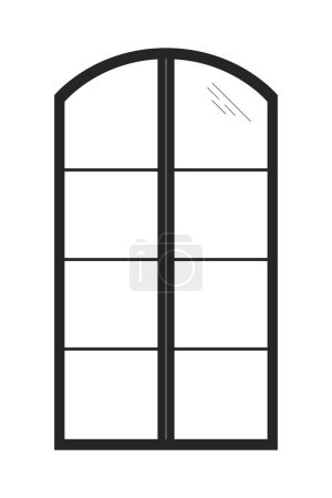 Illustration for 8 pane window frame black and white 2D line cartoon object. Contemporary structure isolated vector outline item. Reconstruction building. Construction site monochromatic flat spot illustration - Royalty Free Image