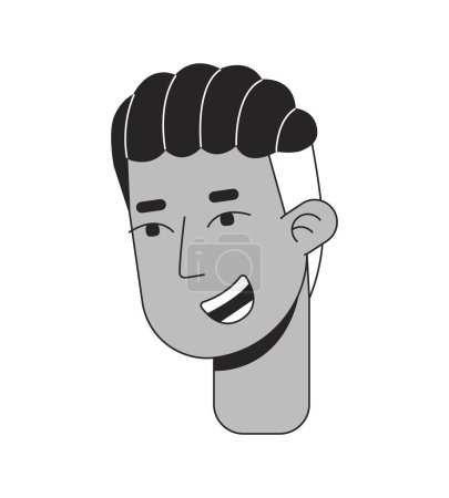 Illustration for African american braids male smiling black and white 2D line cartoon character head. Cornrow hairstyle black man isolated vector outline person face. Excited monochromatic flat spot illustration - Royalty Free Image