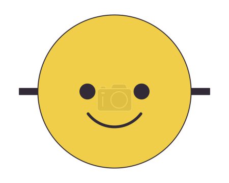 Téléchargez les illustrations : Emoji visage ligne plate couleur isolé objet vectoriel. Des émotions positives. Masque. Image de clip art modifiable sur fond blanc. Illustration simple de dessin animé pour la conception web - en licence libre de droit