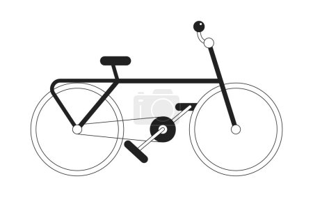 Ilustración de Bicicleta deportiva monocromo vector plano objeto. Vehículo ecológico con ruedas. Editable icono de línea delgada en blanco y negro. Ilustración simple del punto del clip de la historieta para el diseño gráfico web - Imagen libre de derechos