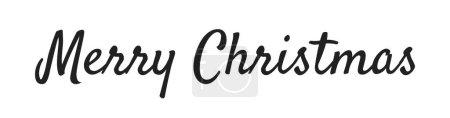 Illustration for Merry Christmas words black and white phrase vector. Holiday season congratulations isolated 2D outline lettering. Seasonal winter greeting. Celebrate xmas monochromatic message flat spot illustration - Royalty Free Image