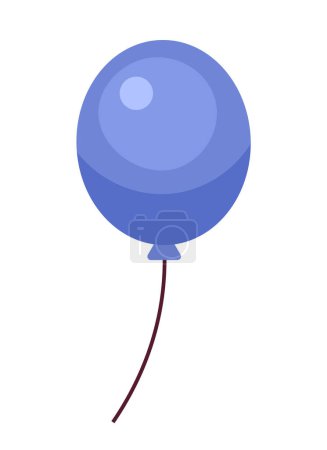 Illustration for Blue balloon flying 2D cartoon object. Anniversary celebration decoration isolated vector item white background. Happiness concept. National holiday. Surprise birthday color flat spot illustration - Royalty Free Image
