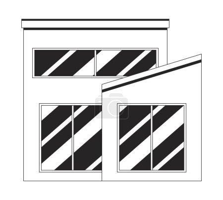 Ilustración de Stand-alone almacena objetos de dibujos animados de línea 2D en blanco y negro. Cafetería edificios aislados elemento contorno vectorial. Exterior de panadería. Compras al por menor ilustración plana monocromática - Imagen libre de derechos