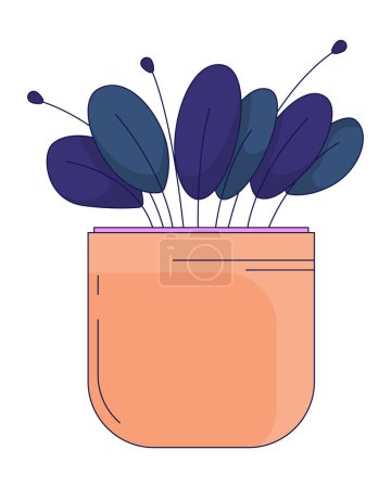 Ilustración de Peperomia planta en maceta 2D objeto de dibujos animados lineales. Planta de interior. Bebé planta de caucho aislado línea vector elemento fondo blanco. Vegetación. Horticultura jardinería color plano punto ilustración - Imagen libre de derechos