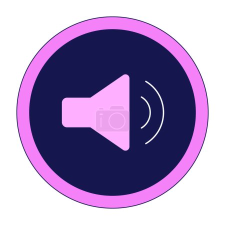 Illustration for Push button audio 2D linear cartoon object. Adjust sound control volume isolated line vector element white background. Play media. Change button computer speaker color flat spot illustration - Royalty Free Image