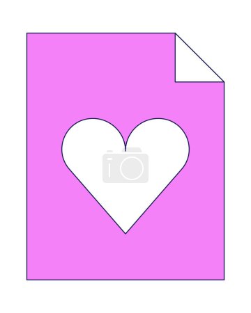 Ilustración de Corazón de escritorio acceso directo 2D objeto de dibujos animados lineales. Registro de salud digital. Corazón documento atajo aislado línea vector elemento fondo blanco. Carta de amor atajo de color plano punto ilustración - Imagen libre de derechos