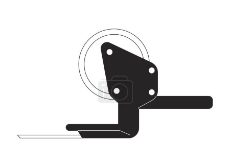 Ilustración de Embalaje pistola de cinta en blanco y negro 2D línea de dibujos animados objeto. Dispensador de cinta de embalaje elemento de contorno vectorial aislado. Herramienta adhesiva escocesa para el proceso de embalaje de envío ilustración plana monocromática - Imagen libre de derechos