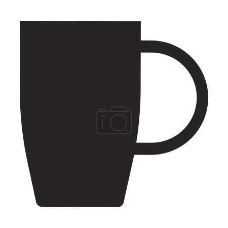 Ilustración de Taza alta con mango blanco y negro 2D línea objeto de dibujos animados. Taza de café aislado elemento contorno vector. Tetera para oficina y cocina casera. Bebida caliente vajilla monocromática plana punto ilustración - Imagen libre de derechos