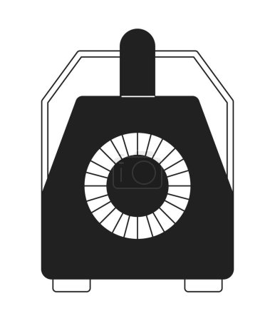 Ilustración de Ventilador sistema de ventilación en blanco y negro 2D objeto de dibujos animados. calentador portátil elemento de contorno vectorial aislado. Purificador de aire. Aparato refrigerador del ventilador. Acondicionador de aire monocromático plano punto ilustración - Imagen libre de derechos