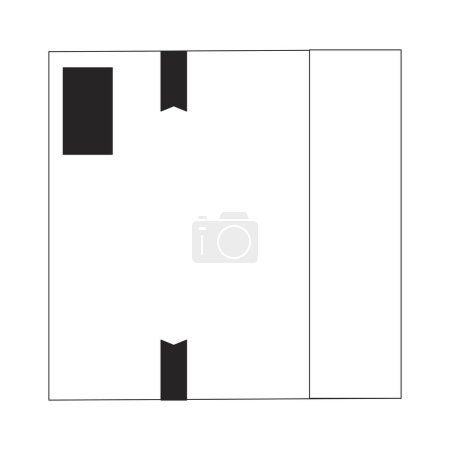 Ilustración de Caja de cartón cerrado blanco y negro 2D línea de dibujos animados objeto. Paquete empaquetado elemento de contorno vectorial aislado. Almacenamiento de mercancías en movimiento. Paquete de almacén de distribución ilustración plana monocromática - Imagen libre de derechos