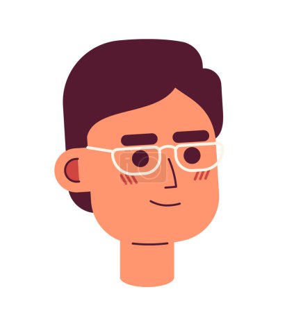 Ilustración de Gafas graduadas adulto asiático hombre 2D vector avatar ilustración. Gafas de vista masculina coreana personaje de dibujos animados cara retrato. Empresario japonés plano color usuario perfil imagen aislado sobre fondo blanco - Imagen libre de derechos