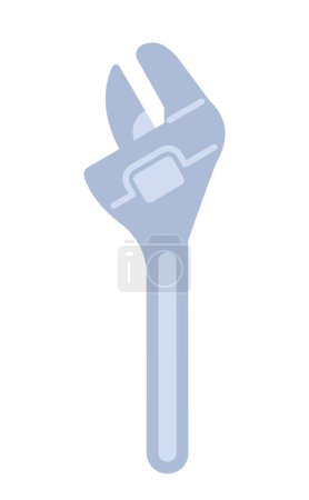 Illustration for Wrench adjustable 2D cartoon object. Repair instrument. Construction hand tool isolated vector item white background. Workshop mechanic. Fixing gear. Spanner work tool color flat spot illustration - Royalty Free Image