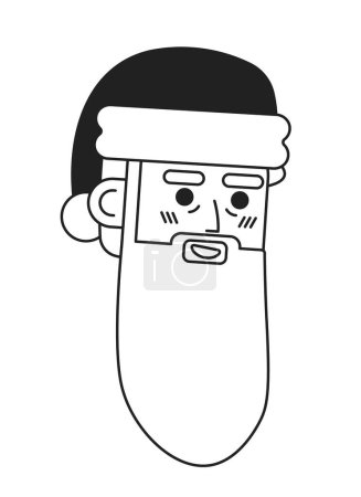 Illustration for Santa Claus black and white black and white 2D vector avatar illustration. Father Christmas. Saint Nicholas outline cartoon character face isolated. Winter spirit flat user profile image, portrait - Royalty Free Image