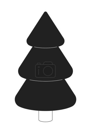 Ilustración de Árbol de abeto de coníferas blanco y negro objeto de dibujos animados 2D. Picea de pino. Árbol siempreverde elemento de contorno de vector aislado. Medio ambiente. Vegetación vegetal. Bosque de coníferas ilustración plana monocromática - Imagen libre de derechos