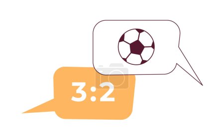 Illustration for Soccer match discussion speech bubbles 2D cartoon object. Football commentary speech clouds isolated vector item white background. Comments sporting event conversation color flat spot illustration - Royalty Free Image
