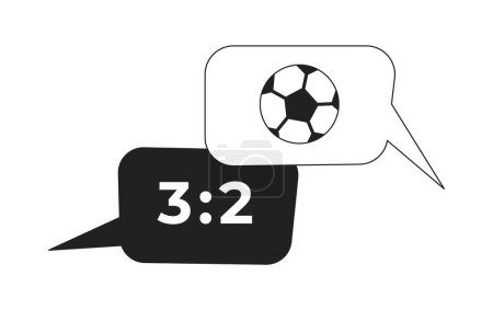 Illustration for Soccer match discussion speech bubbles black and white 2D cartoon object. Football commentary speech clouds isolated vector outline item. Comments sporting event monochromatic flat spot illustration - Royalty Free Image