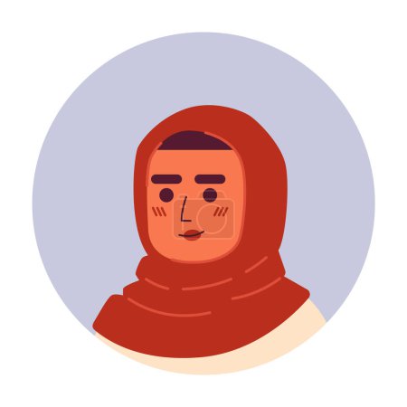 Ilustración de Mujer musulmana hijab relajado sonriente 2D vector avatar ilustración. Posando tocado árabe cara de personaje de dibujos animados femeninos. Imagen de perfil de usuario de color plano retrato casual positivo aislado en blanco - Imagen libre de derechos