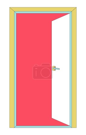 Illustration for Open door 2D linear cartoon object. Exit doorway isolated line vector element white background. Quit job. Entrance interior. Access building. Entranceway. Emergency exit color flat spot illustration - Royalty Free Image