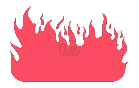 Illustration for Burning flame 2D linear cartoon object. Crackling fire isolated line vector element white background. Wildfire hot dangerous. Firelight campfire. Inferno blaze color flat spot illustration - Royalty Free Image