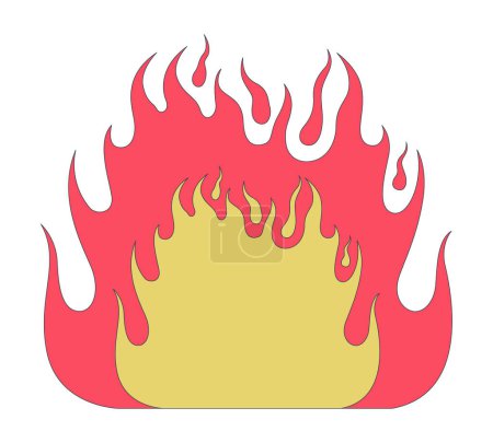 Téléchargez les illustrations : Flammes scintillantes objet de dessin animé linéaire 2D. Bonfire brûlant ligne isolée élément vecteur fond blanc. Risque d'incendie. Allumage de flamme. Illustration de tache plate couleur feu rugissant - en licence libre de droit
