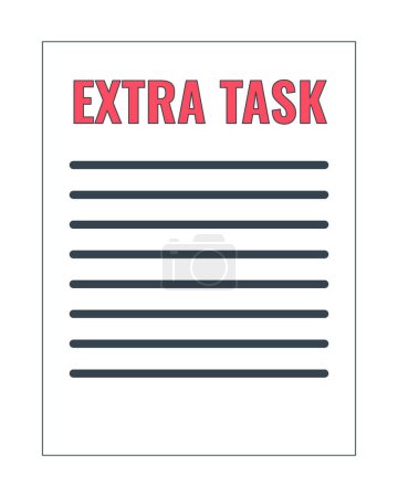 Illustration for Extra task paperwork 2D linear cartoon object. Excessive workload at work isolated line vector element white background. Extra credit. Homeschooling. Additional homework color flat spot illustration - Royalty Free Image